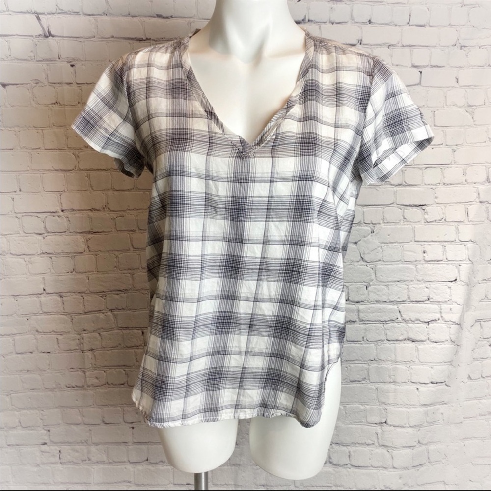 Cloth & Stone Plaid Short Sleeve Top